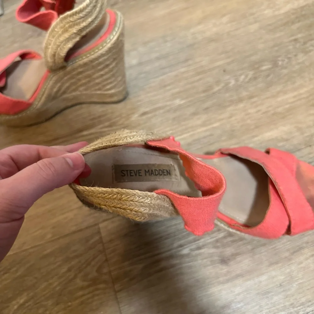 Steve Madden Coral Crossover Strap Woven Wedge Womens 8.5